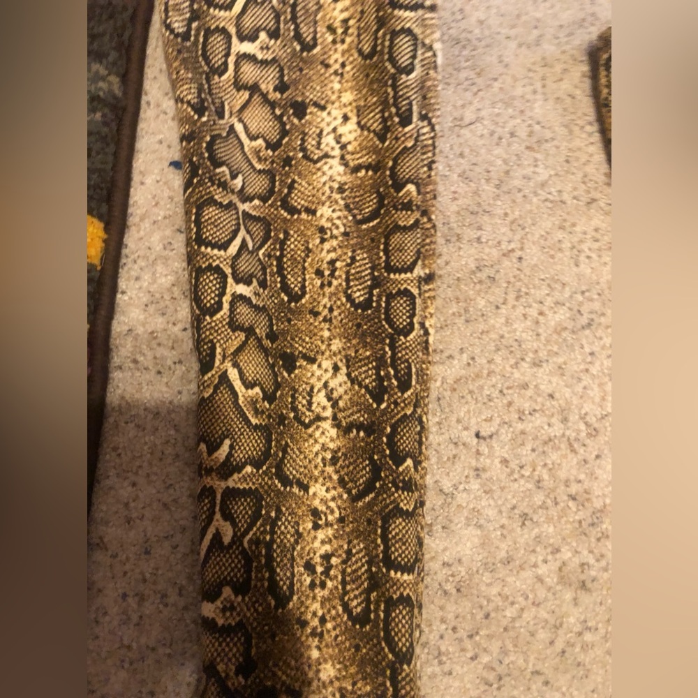 Snakeskin thigh high boots